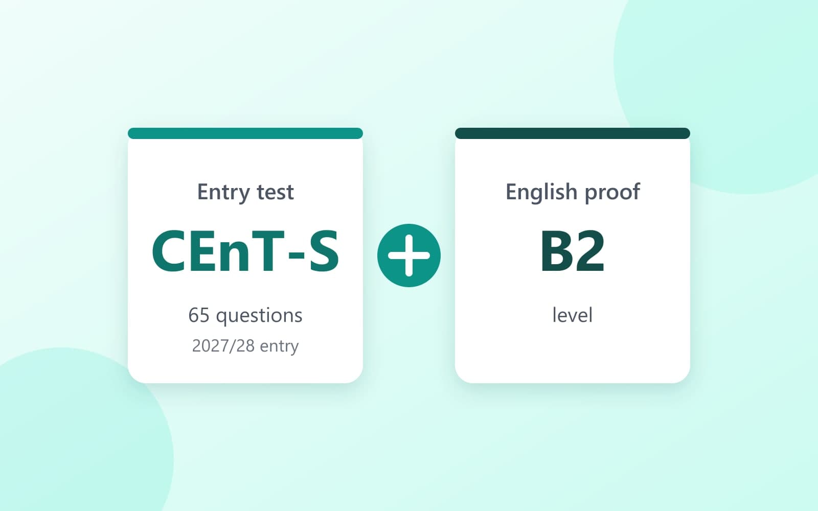 The CEnT-S entry test for 2027/28 entry, plus separate proof of B2 English
